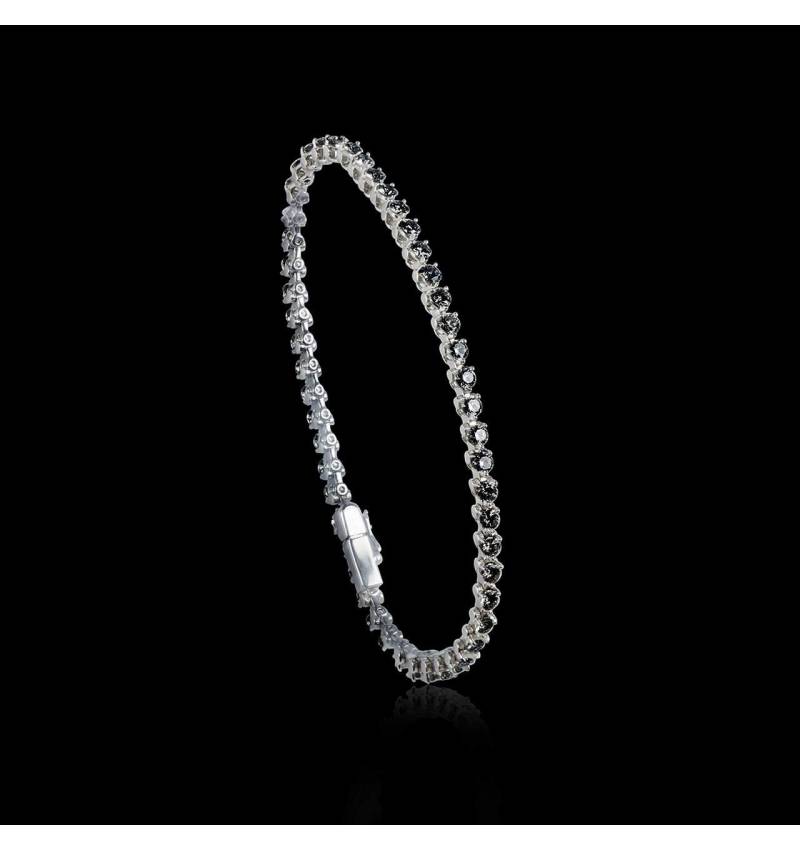 Bracelet diamant noir 3,71 carats or blanc Rivière