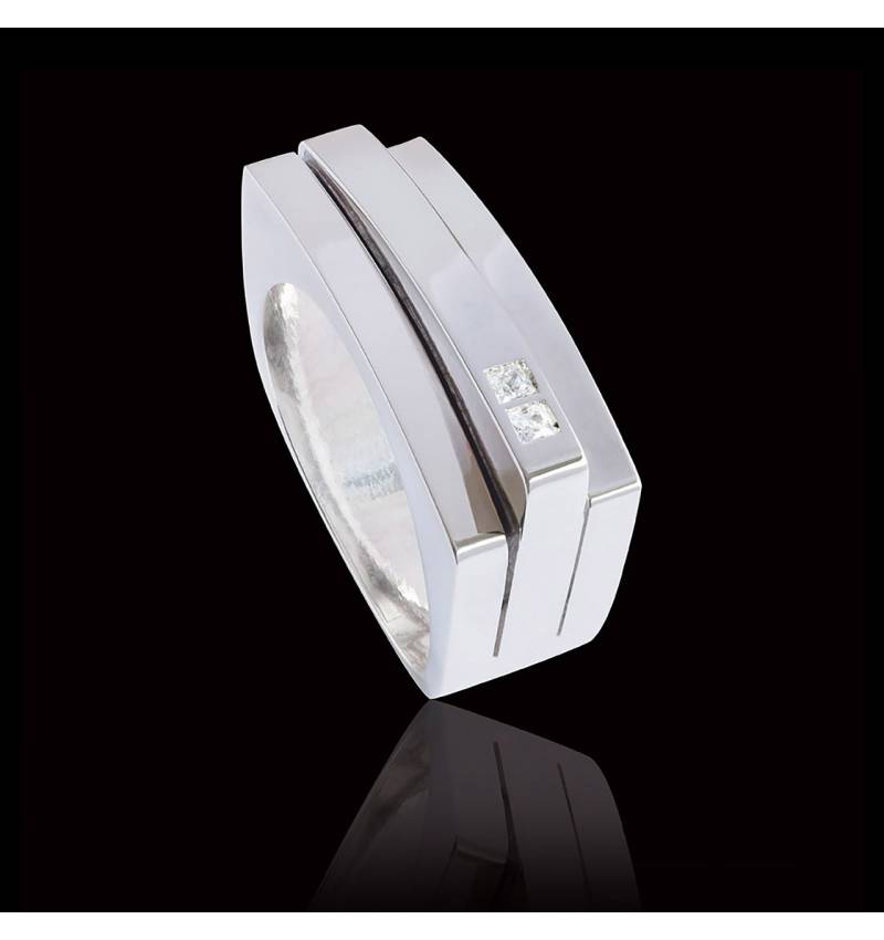 Bague Homme pavage diamant 0,7 carats or blanc Sensus