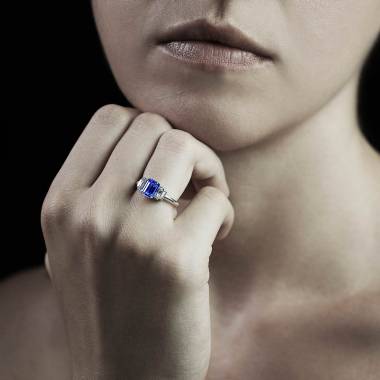 Bague saphir bleu Art Déco