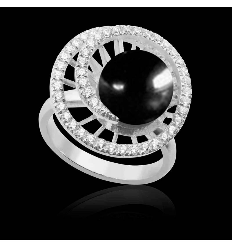 Bague perle noire Tahiti Corinne