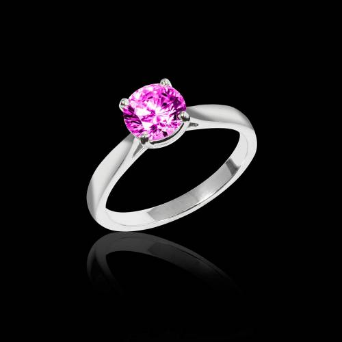 Bague de fiançailles Tourmaline rose Angela solo