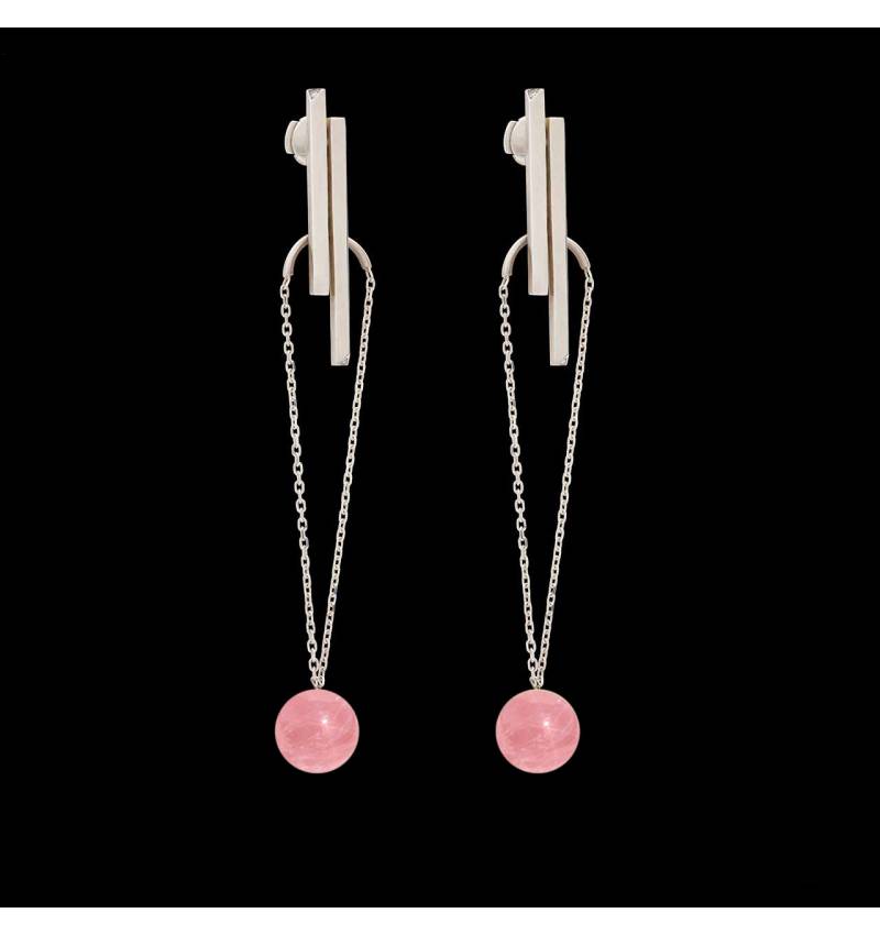 Boucles d'oreilles pendante Art déco perle rosée
