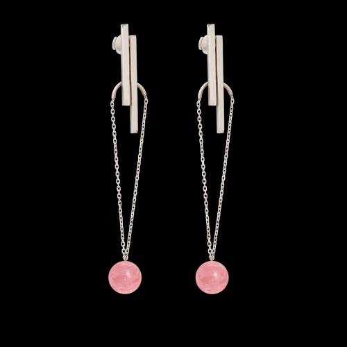 Boucles d'oreilles pendante Art déco perle rosée