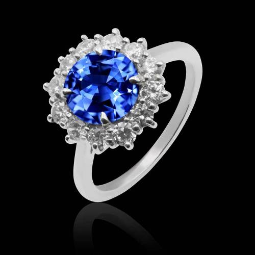 Bague de fiançailles saphir bleu Florentine