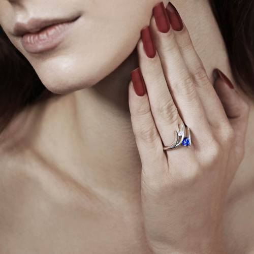 Bague de fiançailles saphir bleu Eva