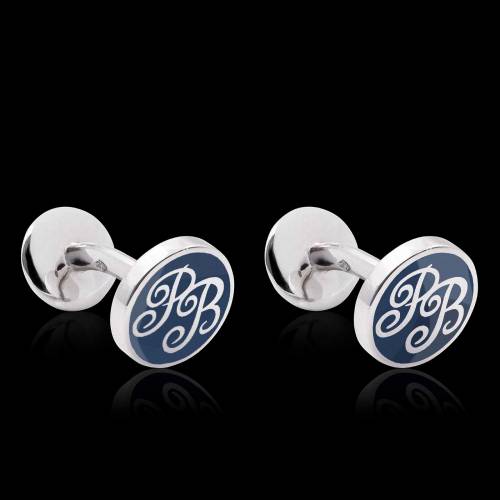 Boutons de manchette or blanc Initiales Laque