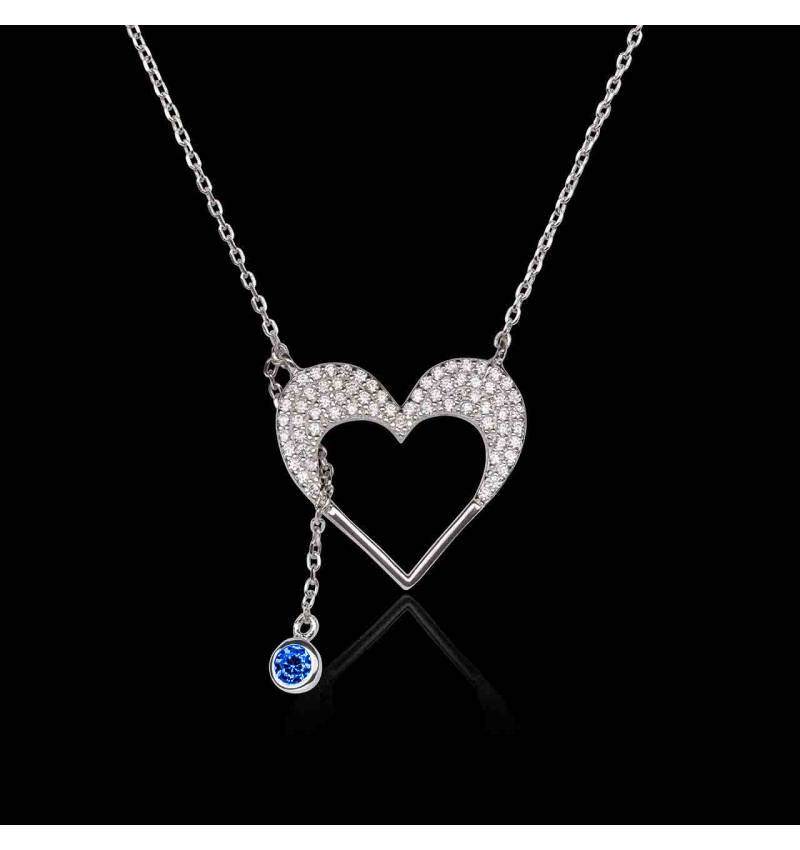 Pendentif saphir bleu Coeur d'Amour