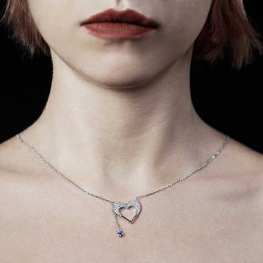 Pendentif saphir bleu Coeur d'Amour