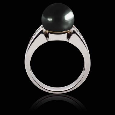 Bague perle Tahiti noire Aya