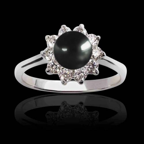 Bague perle Tahiti noire Ambrosia