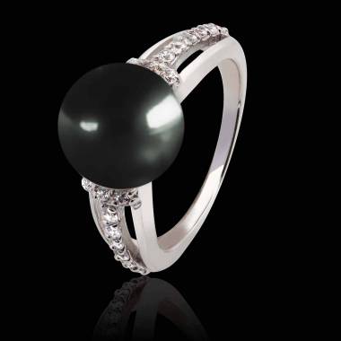 Bague perle Tahiti noir Melina