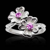 Bague saphir rose Mya en or blanc palladié 18K