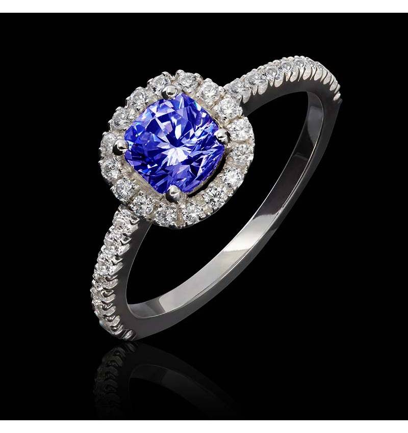 Bague saphir bleu-diamant-Alice