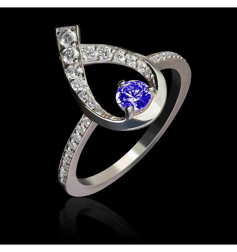 bague saphir bleu-diamants-Flamme