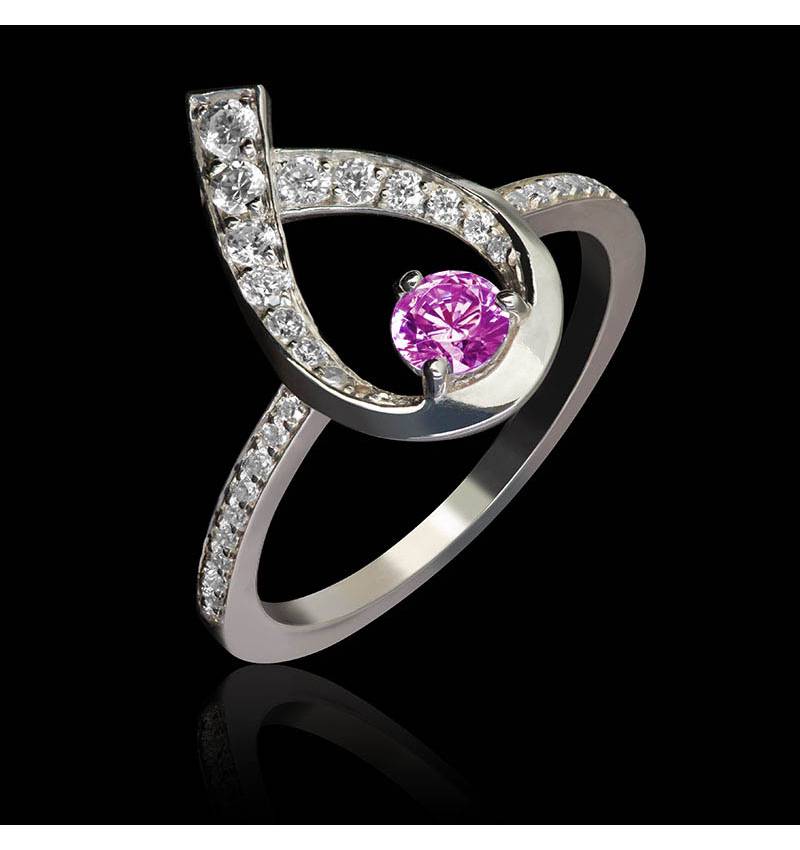 bague saphir rose -diamants-flamme