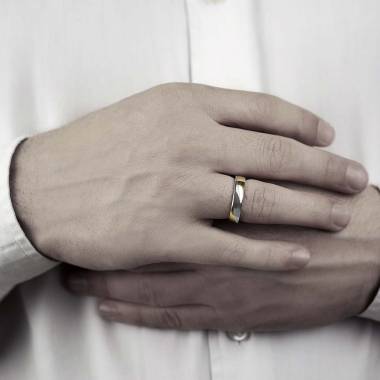 Alliance mariage bicolore or jaune 18K Albert