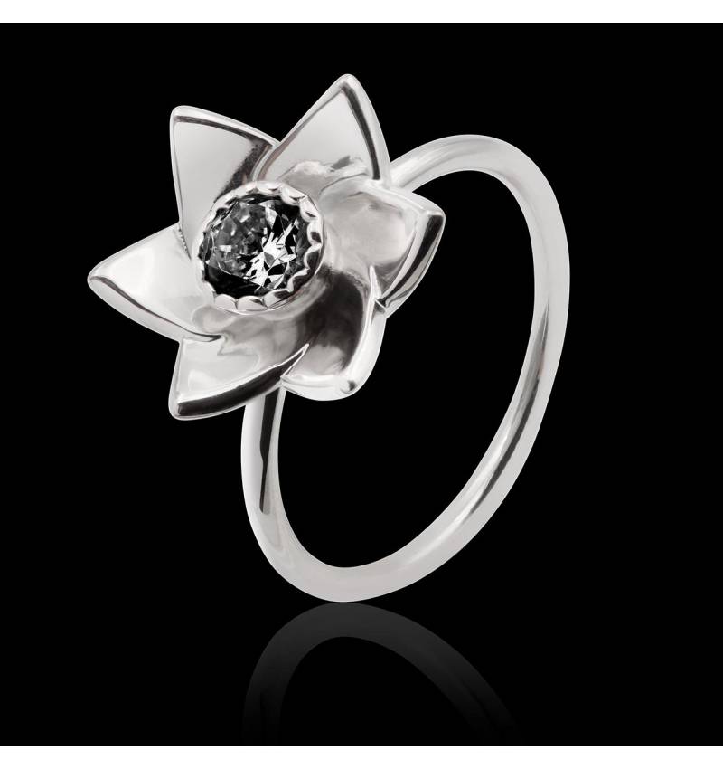 Bague diamant noir -or blanc-Jonquille solo