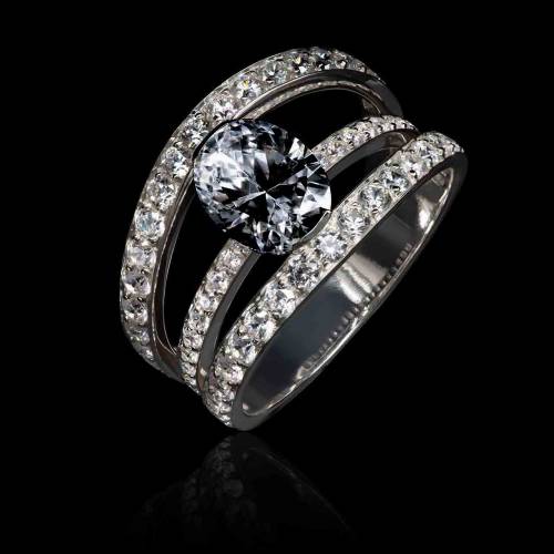 Bague diamant noir Heloise- or blanc