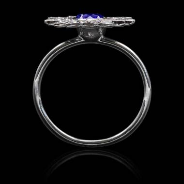 Bague saphir bleu-or blanc-diamant-Marguerite