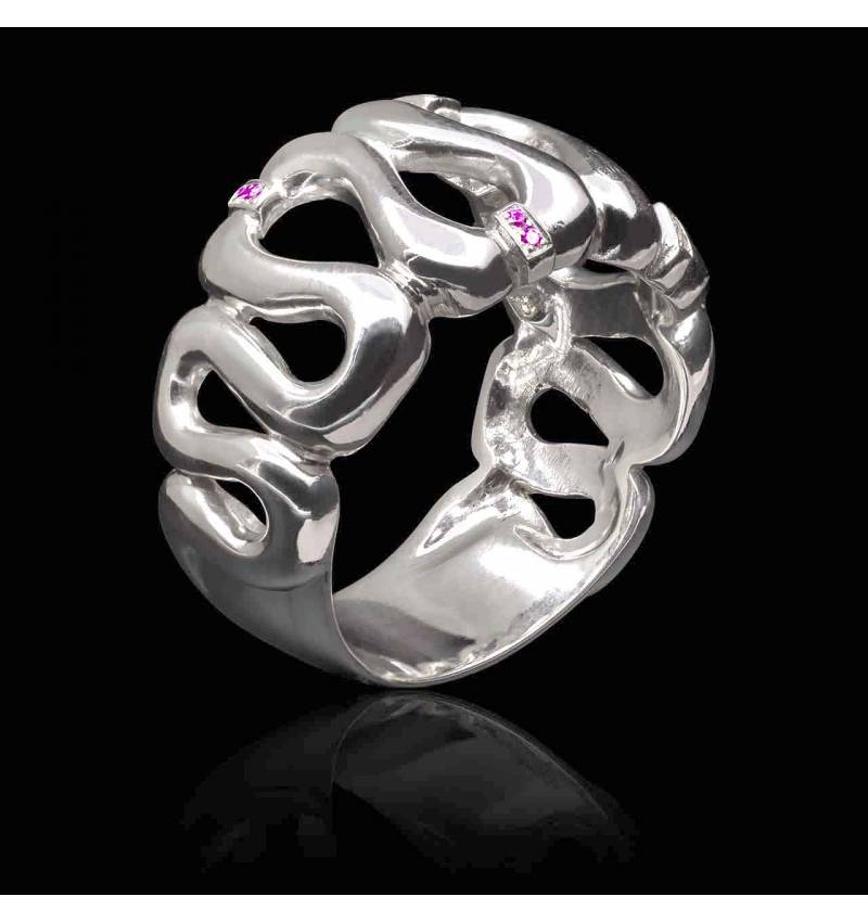 Bague saphir rose-or blanc-Boreale