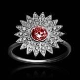 Bague rubis - diamant-or blanc-Marguerite