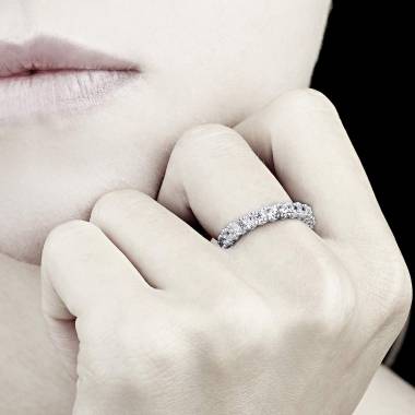 Bague alliance pavage diamant 0,7 carat or blanc Jupiter