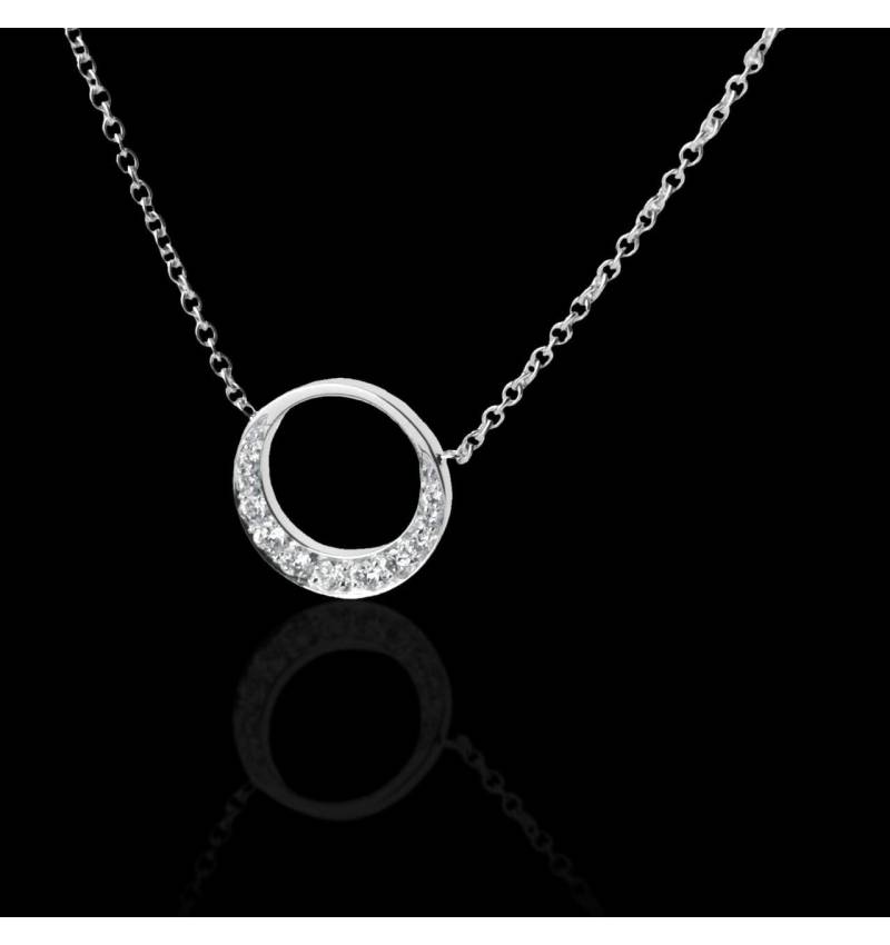 Pendentif pavage diamant or blanc 18 K Clair de Lune