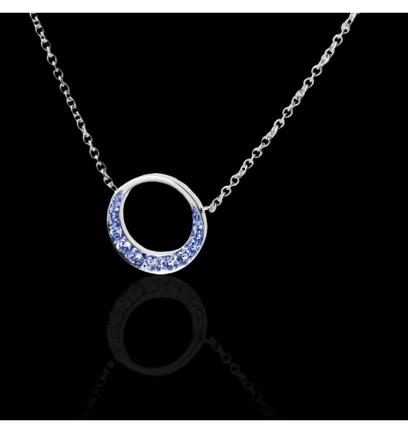 Pendentif pavage saphir bleu (0,26 carat) or blanc 18 K (4 g) Clair de Lune