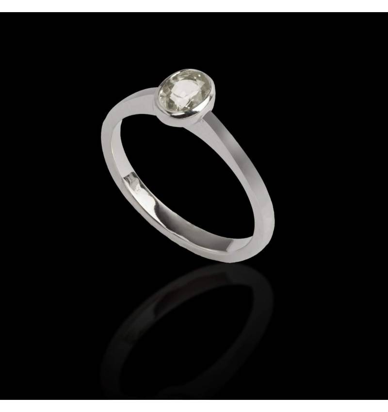 Bague de fiançailles diamant or blanc Ovale Moon Solo